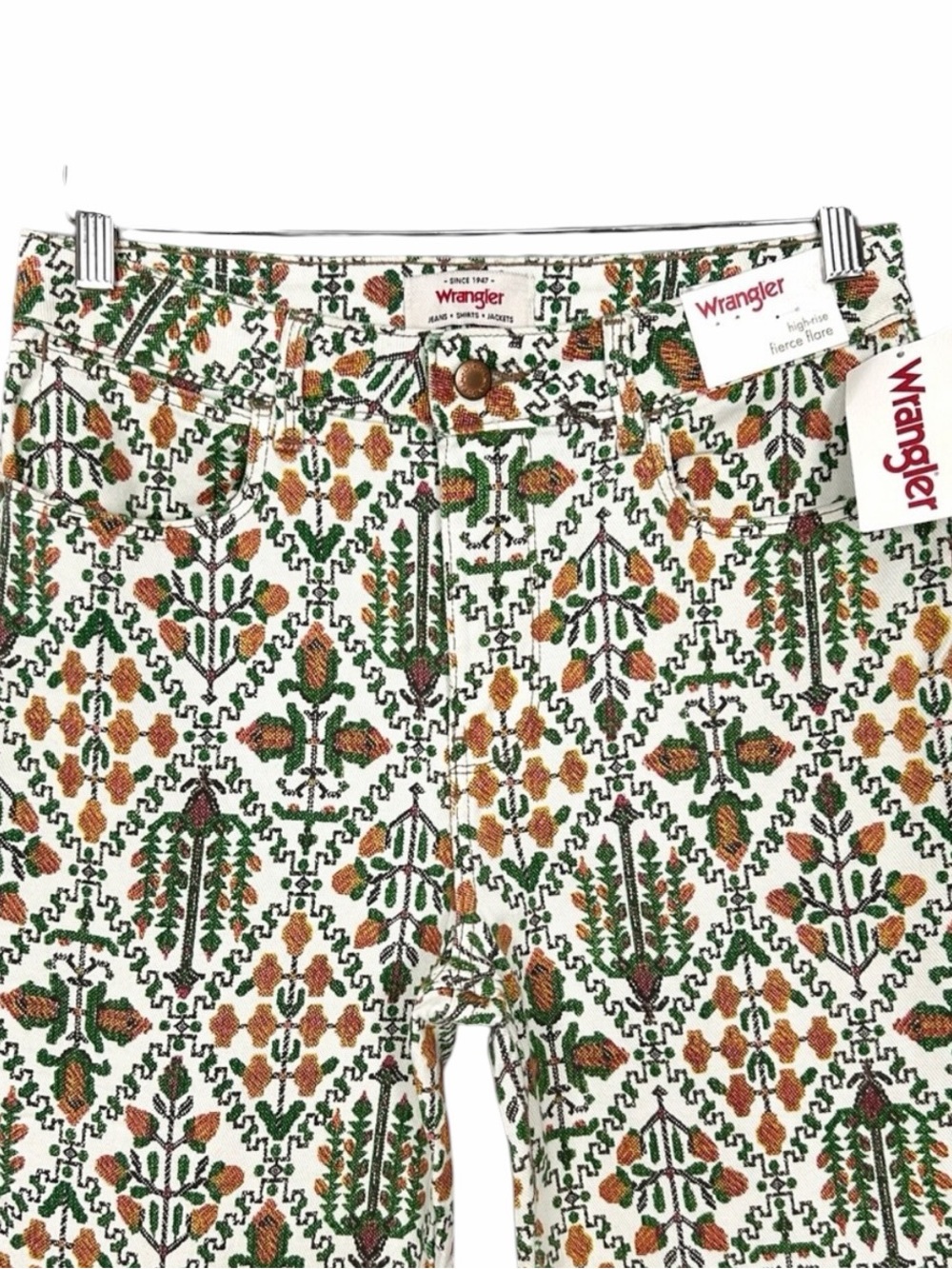 Wrangler Womens High Rise Fierce Flare Jeans Floral Damask Print 27 x 32 NEW - Picture 4 of 6